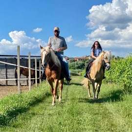 Paseo a caballo en el lago de Garda y pícnic en una granja